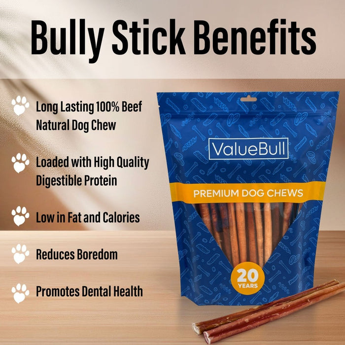 Value Pet Supplies ValueBull Bully Sticks for Large Dogs, Jumbo 12 Inch, 50 Count