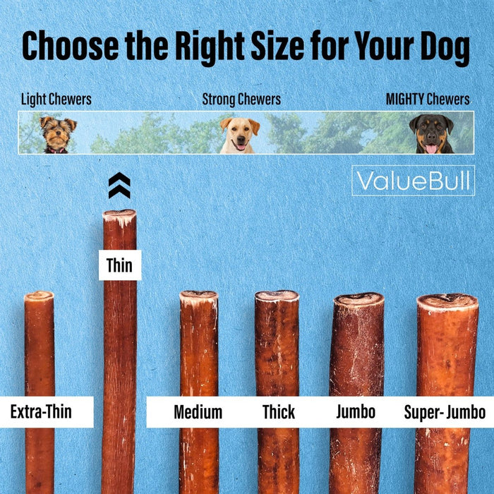 Value Pet Supplies ValueBull Bully Sticks for Small Dogs, Thin 12 Inch, 25 Count