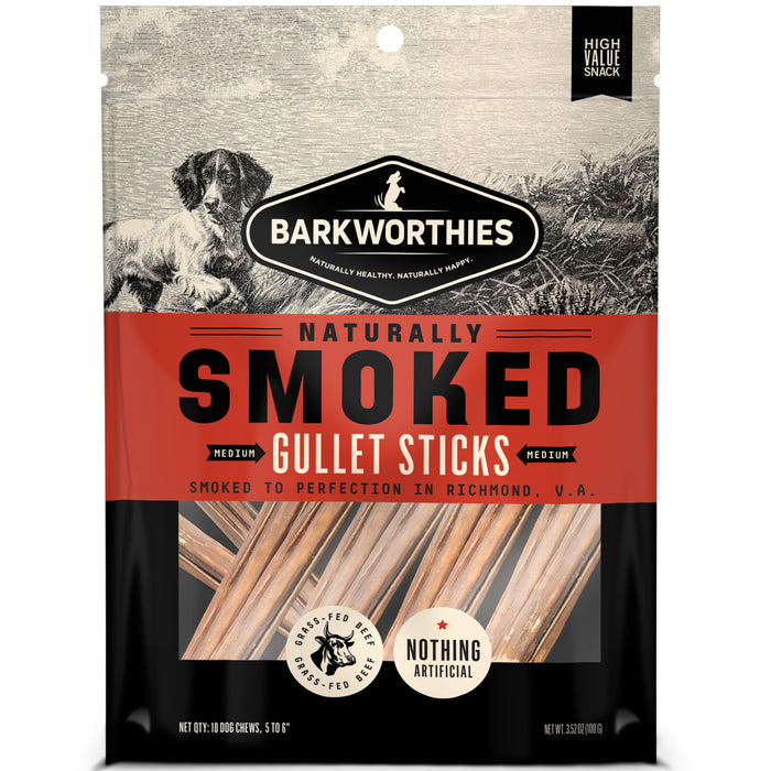 Barkworthies Smoked Gullet Sticks Dog Treat 5-6in/10ct - Image 2