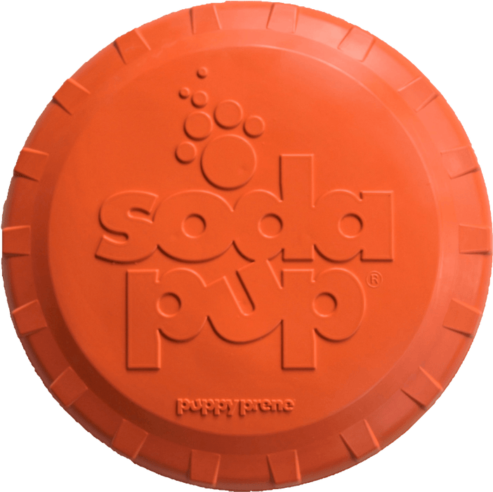 SodaPup Bottle Top Flyer Durable Rubber Retrieving Frisbee - Orange