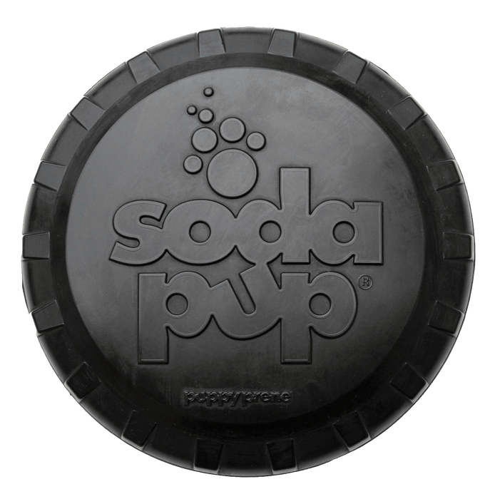 SodaPup Magnum Bottle Top Flyer Ultra Durable Rubber Retrieving Frisbee - Large - Black