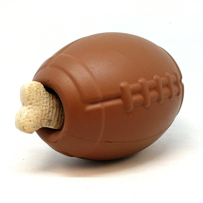 Mutts Kick Butt Football eDispenser Durable Rubber Chew Toy and Treat Dispenser