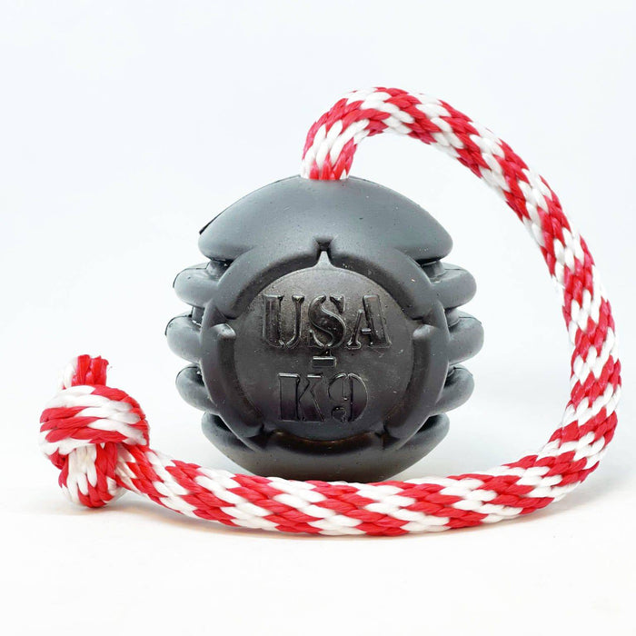 SodaPup USA-K9 Magnum Black Stars and Stripes Ultra-Durable  Rubber Chew Toy, Reward Toy, Tug Toy, and Retrieving Toy - Black