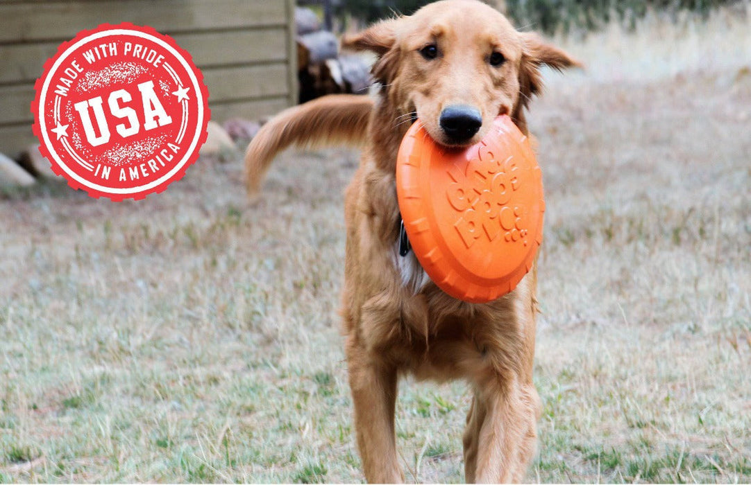 SodaPup Bottle Top Flyer Durable Rubber Retrieving Frisbee - Orange