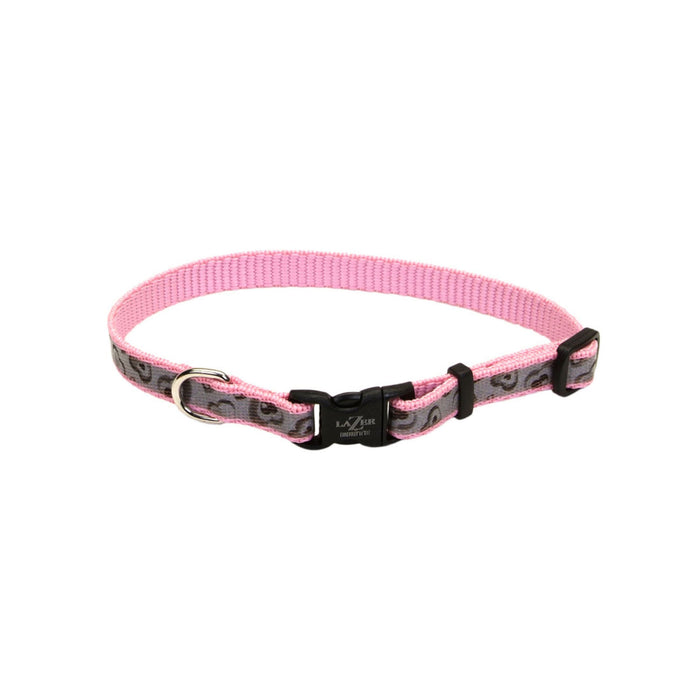 Lazer Brite Reflective Adjustable Dog Collar Pink 3/8 in x 8-12 in