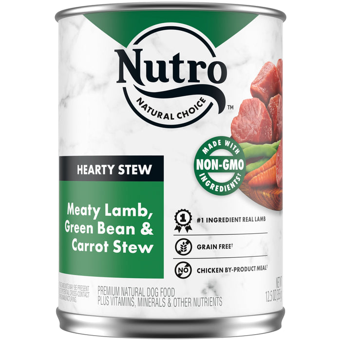 Nutro Products Hearty Stew Cuts in Gravy Adult Wet Dog Food Lamb, Green Bean & Carrot Stew 12.5oz 12pk