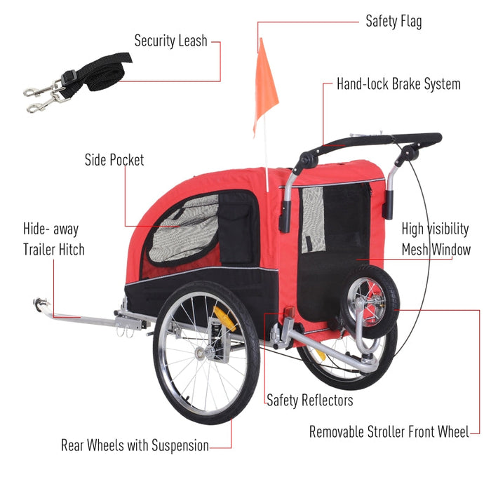 Furr Baby Gifts Pet Dog Bicycle Trailer Jogger with Suspension