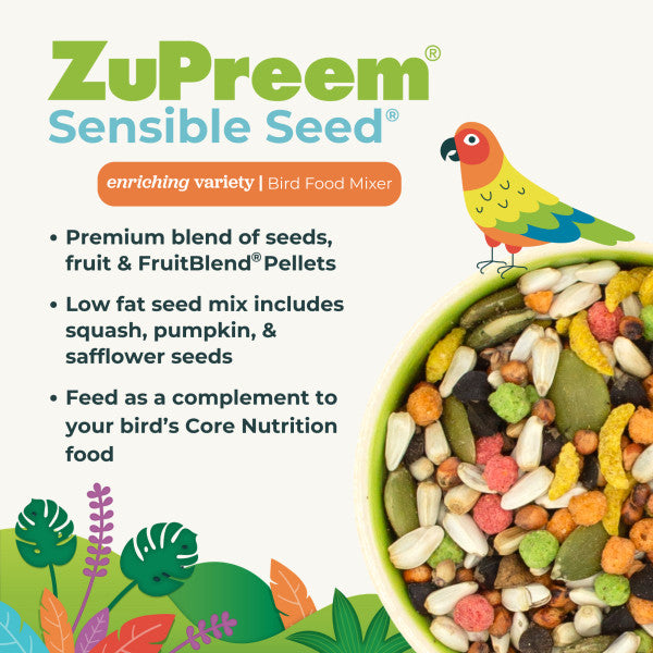 ZuPreem Sensible Seed Bird Food for Small Birds - Parakeets, Parrotlets, Canaries, Finches 2lb