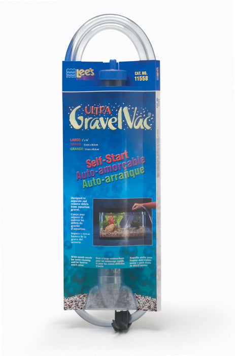 Lee's Aquarium & Pet Products Ultra GravelVac Self-Start Gravel Vacuum Cleaner with Nozzle & Clip 2in X 16in LG