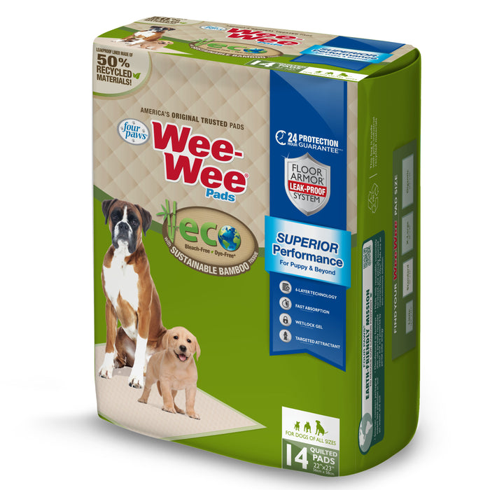 Four Paws Wee-Wee Superior Performance Eco Bamboo Dog Pee Pads 22" x 23" (14 Count)