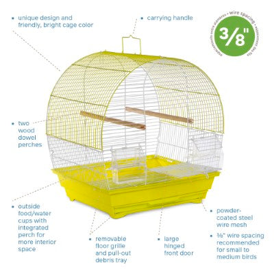 Prevue Pet Products Soho Dometop Roof Cockatiel Cage, Chartreuse & White