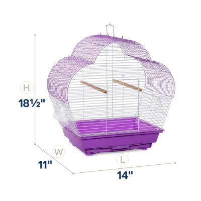 Prevue Pet Products Palm Beach Scallop Roof Budgie Cage, Purple & White