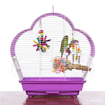 Prevue Pet Products Palm Beach Scallop Roof Budgie Cage, Purple & White