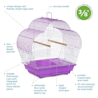 Prevue Pet Products Palm Beach Scallop Roof Budgie Cage, Purple & White
