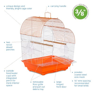 Prevue Pet Products Palm Beach Waterfall Roof Budgie Cage, Orange & White