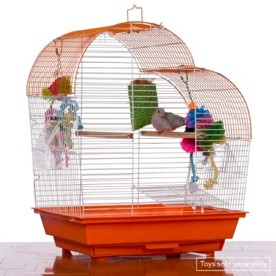 Prevue Pet Products Palm Beach Waterfall Roof Budgie Cage, Orange & White