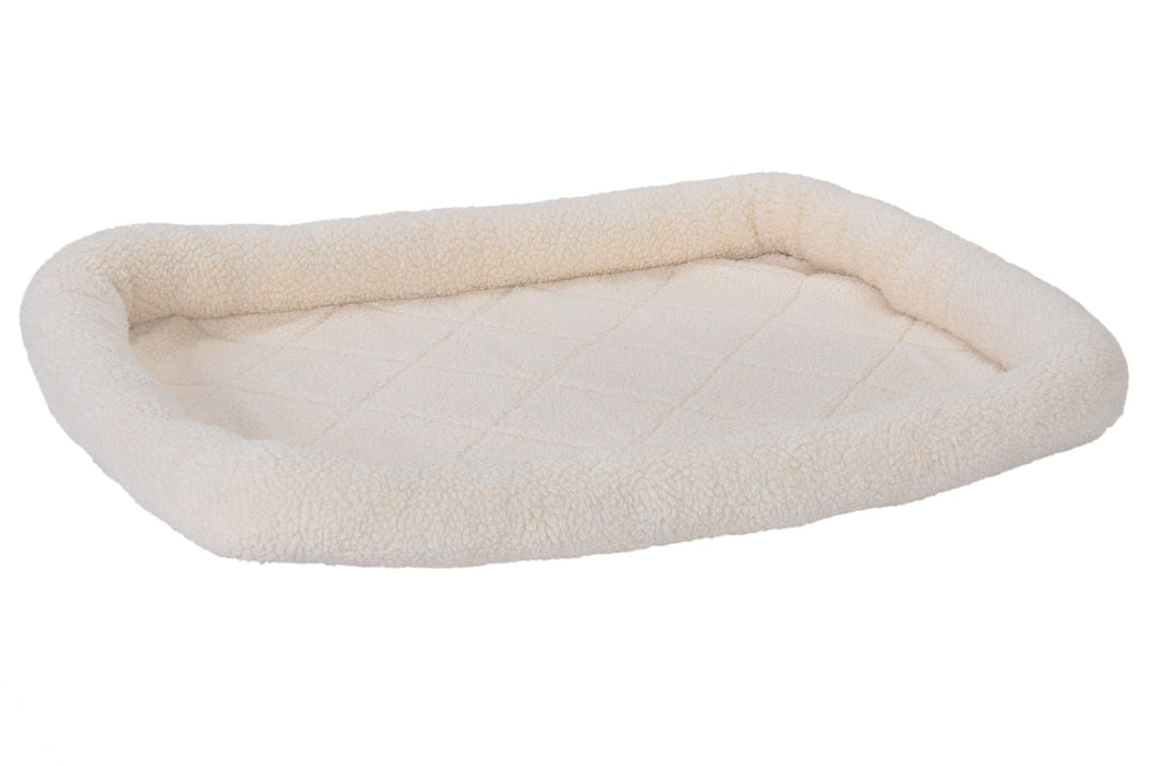 Fur Haven Pet Products Faux Lambswool Pet Crate Bolster Bed Cream MD 30in X 21in