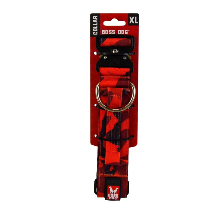 Boss Dog Tactical Adjustable Dog Collar Red Camo XL 20-28in