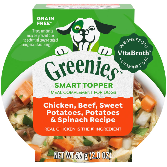 Greenies Smart Topper Grain-Free Meal Compliment for Dogs Chicken, Beef, Sweet Potato & Spinach 2oz