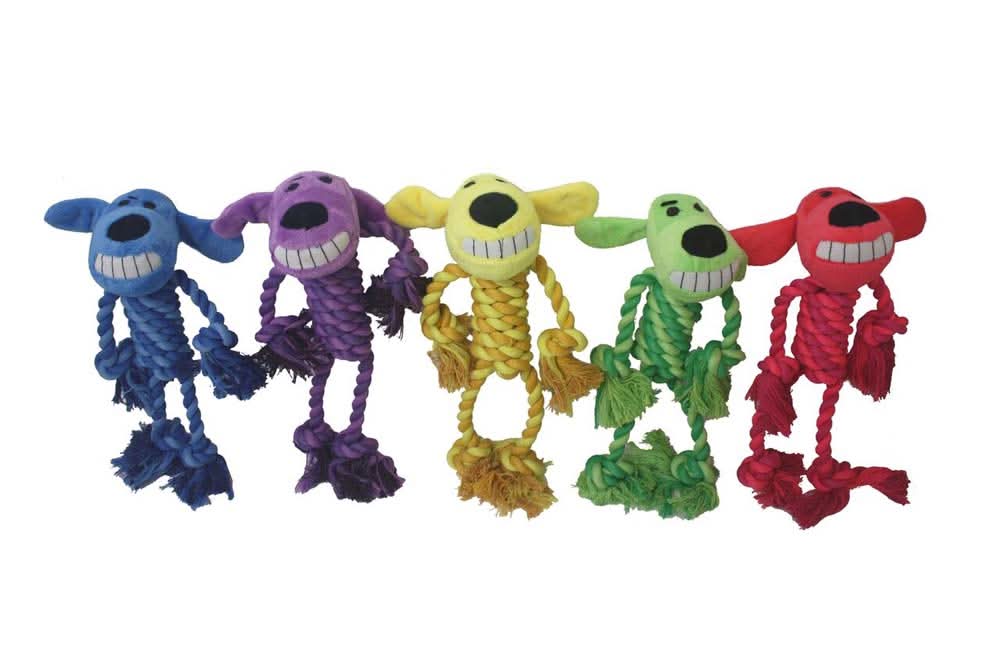 Multipet Loofa Dog Toy w/ Rope Body Assorted 11 in