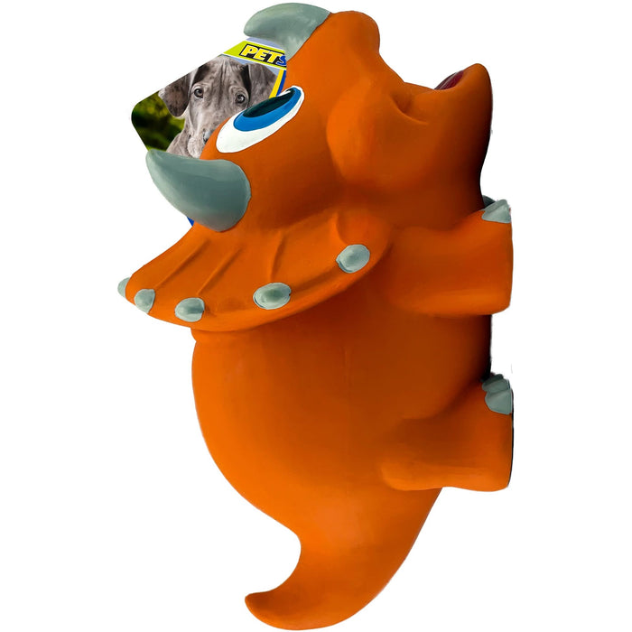 Petsport USA NaturFlex Dinosaur Latex Dog Toy Triceratops 8in Large