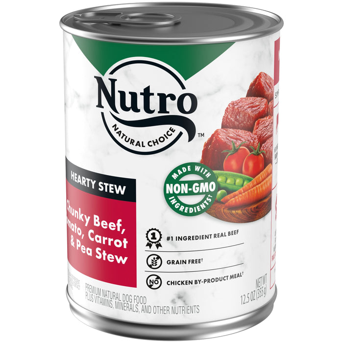 Nutro Products Natural Choice Hearty Stew Wet Dog Food Chunky Beef, Tomato, Carrot & Pea Stew 12.5oz