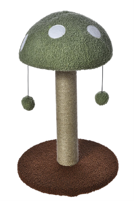 Max & Marlow Mushroom Cat Post w/ Toy Green - Image 2