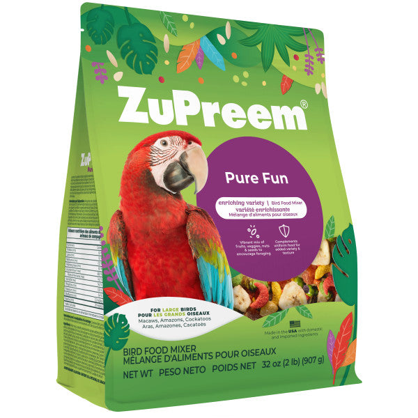 ZuPreem Pure Fun Bird Food for Large Birds - Macaws, Amazons, Cockatoos 2lb