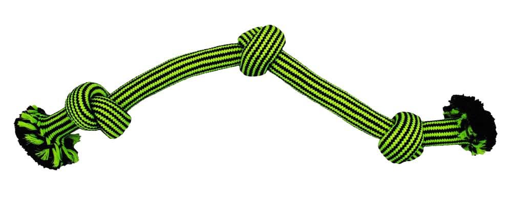 Jolly Pet Knot-n-Chew Dog Toy 3 Knots Green/Black SM/MD