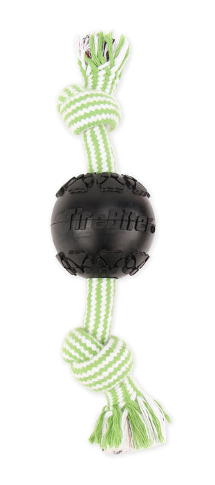 Mammoth Pet Products TireBiter Ball w/Rope Dog Toy 2-Knot MD 3in