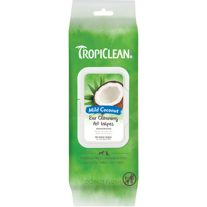 TropiClean Deodorizing Ear Cleaning Pet Wipes 50 Count