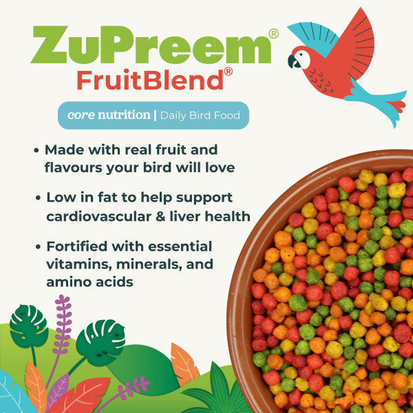 ZuPreem AvianBreeder FruitBlend Bird Food for Parrots & Conures - African Greys, Amazons, Cockatoos 2lb