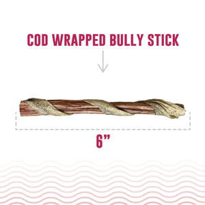Icelandic+ Hand Wrapped Fish Stick Dog Treat Bully w/Cod Skin 6in 18pk - Image 2