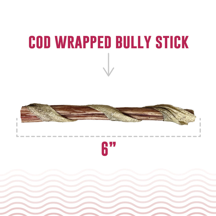 Icelandic+ Hand Wrapped Fish Stick Dog Treat Bully w/Cod Skin 6in 18pk - Image 2