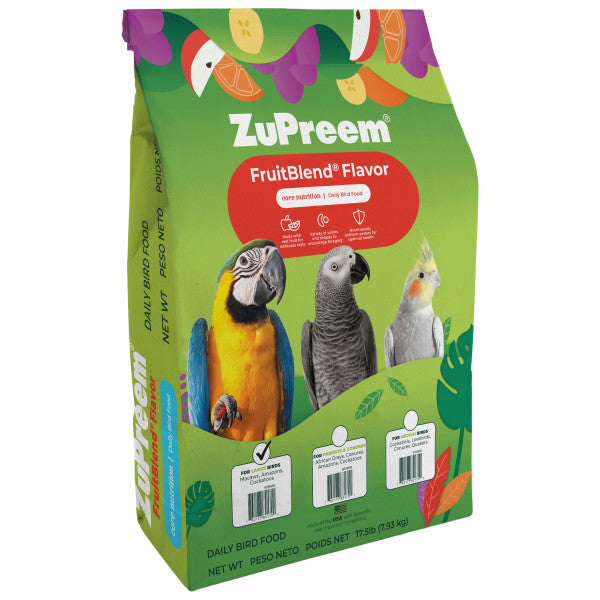 ZuPreem FruitBlend Bird Food Large Birds for Macaws, Amazons, Cockatoos 17.5lb