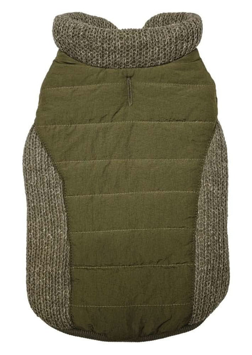Fashion Pet Reversible Sweater Trim Puffy Coat Olive SM