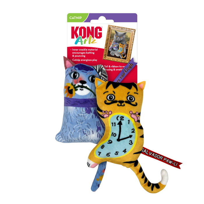KONG Artz Catnip Cat Toy Salvador Paw-Li & Whiskers van Gogh 2pk - Image 2