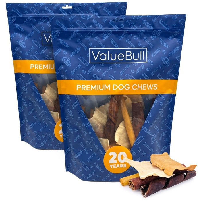 Value Pet Supplies ValueBull USA Collagen Dog Chews, Fun Shapes Variety Mix, Natural Long-Lasting Dog Treats - 2 lbs