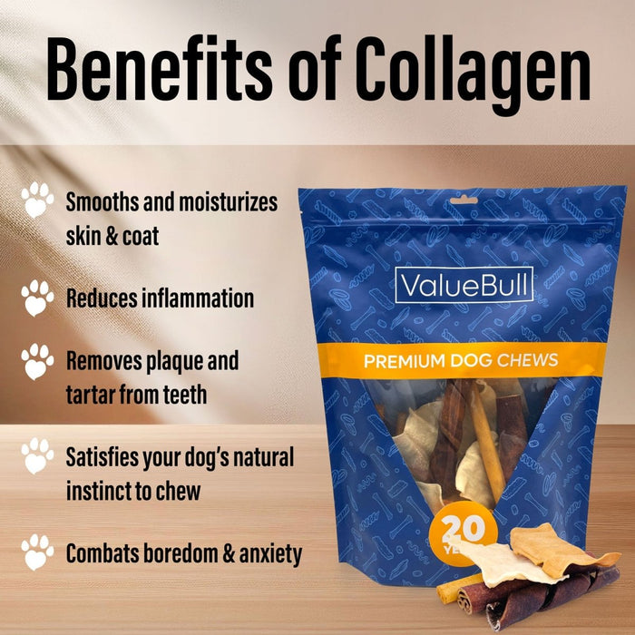 Value Pet Supplies ValueBull USA Collagen Dog Chews, Fun Shapes Variety Mix, Natural Long-Lasting Dog Treats - 2 lbs