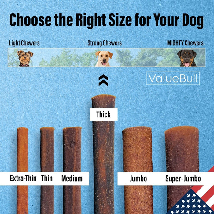 Value Pet Supplies ValueBull USA Collagen Sticks for Dogs, 6 Inch Thick Chews, Natural Long-Lasting Dog Treats, 25 Count