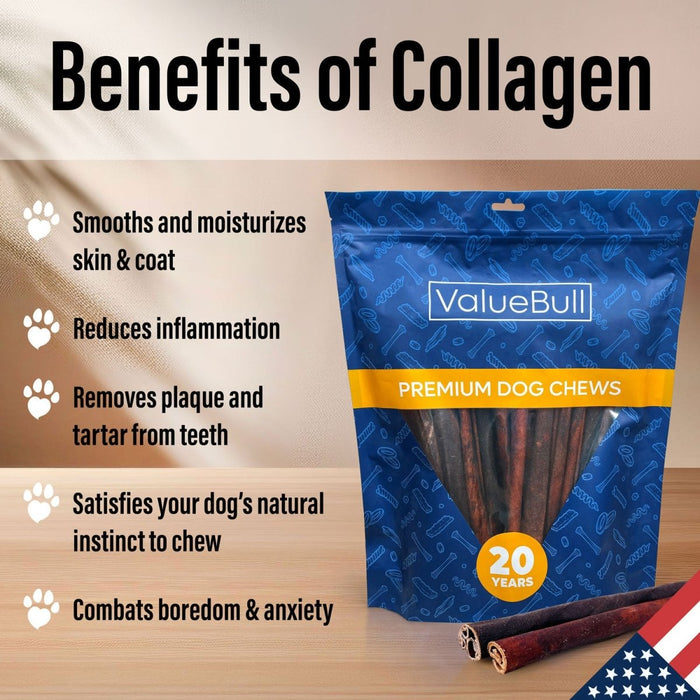 Value Pet Supplies ValueBull USA Collagen Sticks for Dogs, 12 Inch Jumbo Chews, Natural Long-Lasting Dog Treats, 10 Count
