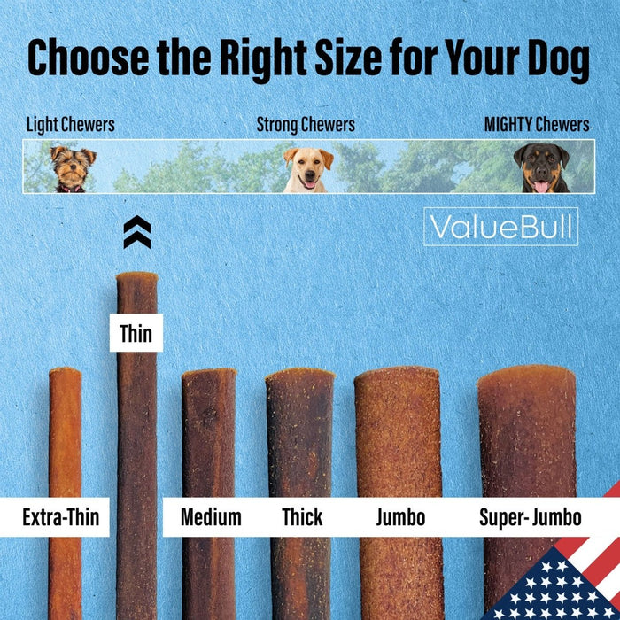 Value Pet Supplies ValueBull USA Collagen Sticks for Small Dogs, 12 Inch Thin Chews, Natural Dog Treats, 10 Count
