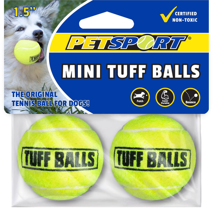 Petsport USA Tuff Ball Dog toy Yellow 2 Pack 1.5 in