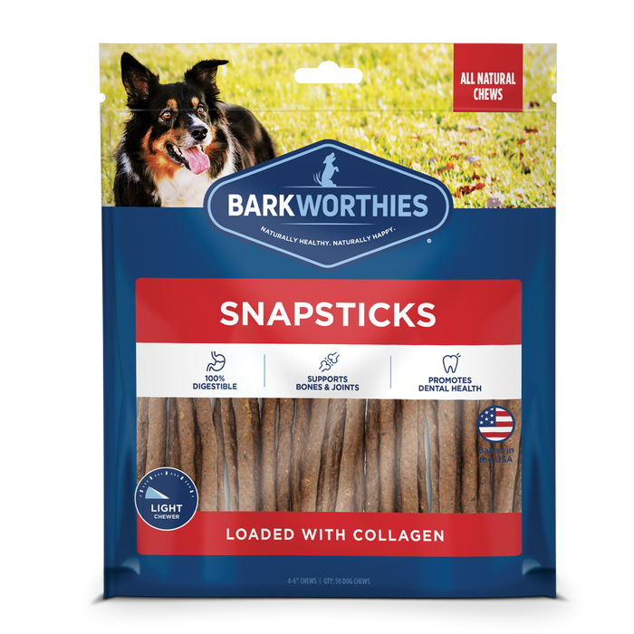 Barkworthies Snapsticks with Collagen Dog Treat 4-6in 50ct - Image 2