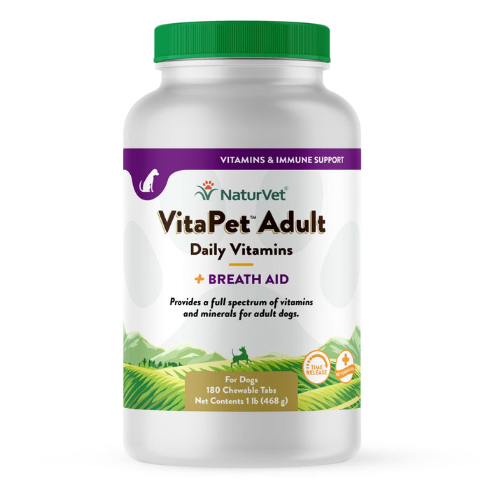 NaturVet Vita Pet Adult Plus Breath Aid Tablets Time Release Jar 180 Tablets 19 oz