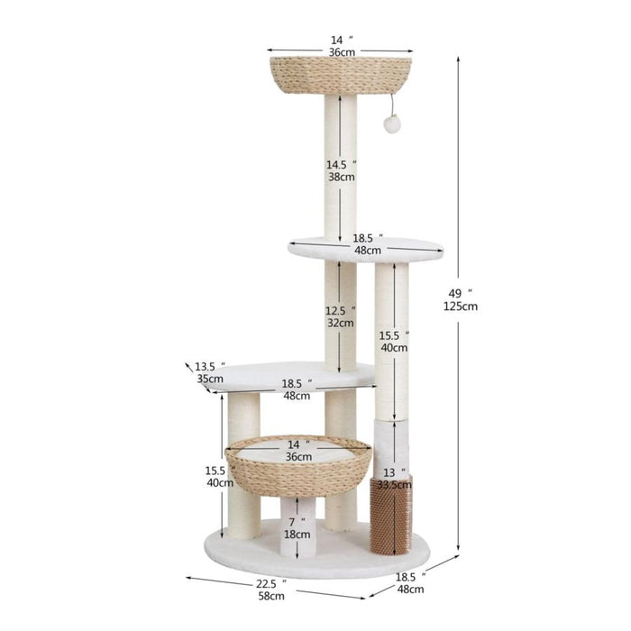 PetPals Pharaoh 5-Level Cat Tree Ivory 49in