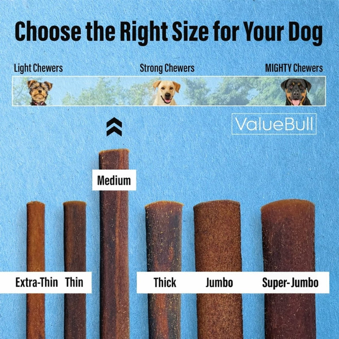 Value Pet Supplies ValueBull Buffalo Collagen Sticks for Dogs, 6 Inch Medium Chews, Natural Long-Lasting Dog Treats, 25 Count