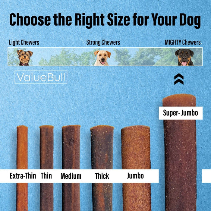 Value Pet Supplies ValueBull Collagen Sticks for Dogs, 6 Inch Super Jumbo Chews, Natural Long-Lasting Dog Treats, 25 Count