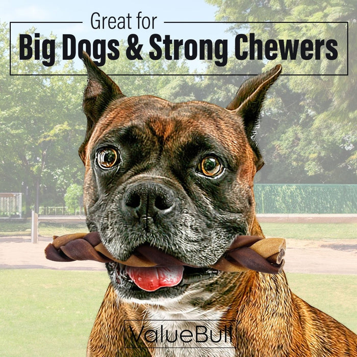 Value Pet Supplies ValueBull Collagen Braided Sticks for Dogs, 6 Inch Thick Chews, Natural Long-Lasting Dog Treats, 10 Count
