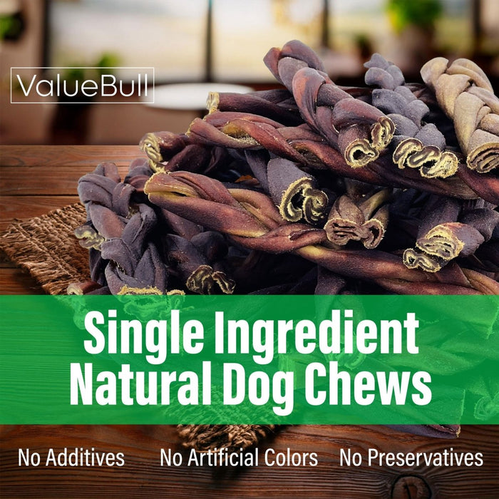 Value Pet Supplies ValueBull Collagen Braided Sticks for Dogs, 6 Inch Thick Chews, Natural Long-Lasting Dog Treats, 10 Count